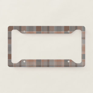 Mocha mousse and grey checkered license plate frame