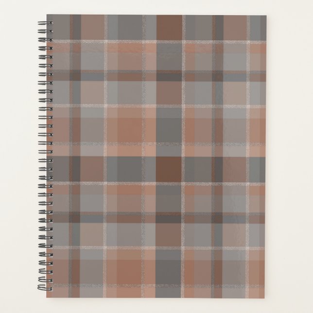 Mocha mousse and grey checkered planner (Front)