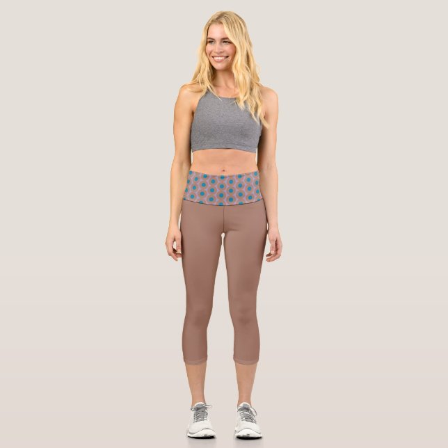 mocha mousse and polkadot capri leggings (Front)