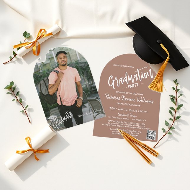 Mocha Mousse Arch Photo Graduation Invite (Creator Uploaded)