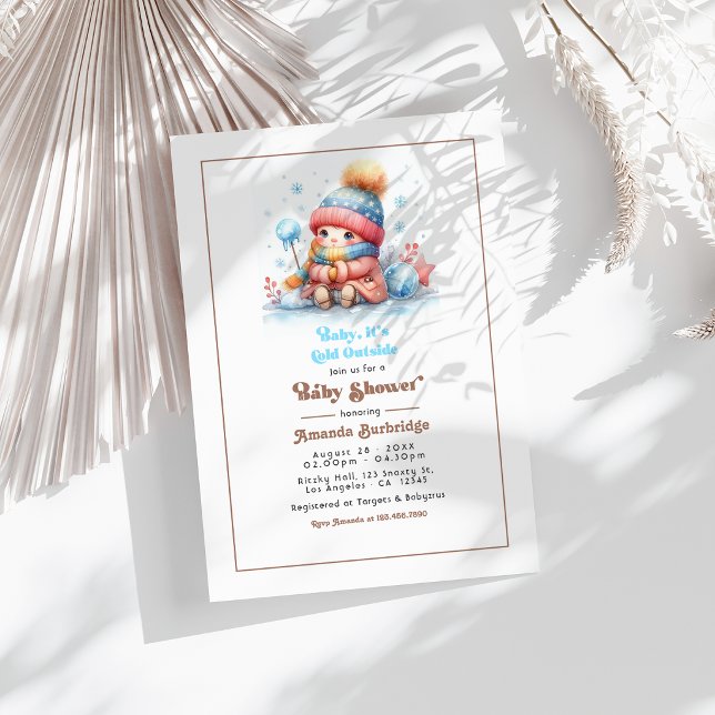 Mocha Mousse "Baby It’s Cold Outside!" Baby Shower Invitation (Mocha Mousse "Baby It’s Cold Outside!" Baby Shower Invitation)