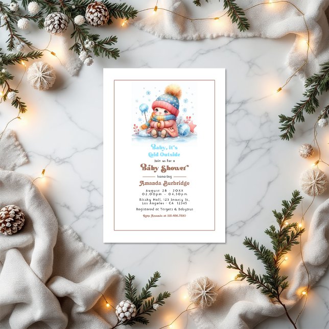 Mocha Mousse "Baby It’s Cold Outside!" Baby Shower Invitation (Mocha Mousse "Baby It’s Cold Outside!" Baby Shower Invitation)