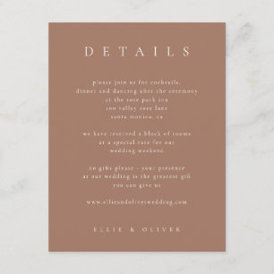 Mocha Mousse Boho Details Wedding Modern Enclosure Card