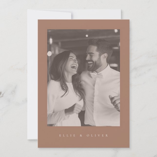 Mocha Mousse Boho Photo Wedding Modern Invitation (Front)