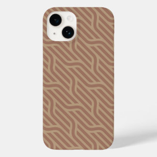 Mocha Mousse Brown Buffed Beige Wavy Line Pattern Case-Mate iPhone 14 Case