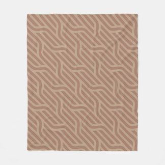 Mocha Mousse Brown Buffed Beige Wavy Line Pattern Fleece Blanket