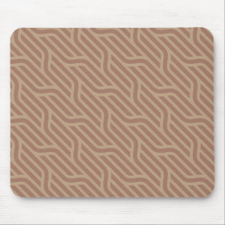 Mocha Mousse Brown Buffed Beige Wavy Line Pattern Mouse Pad