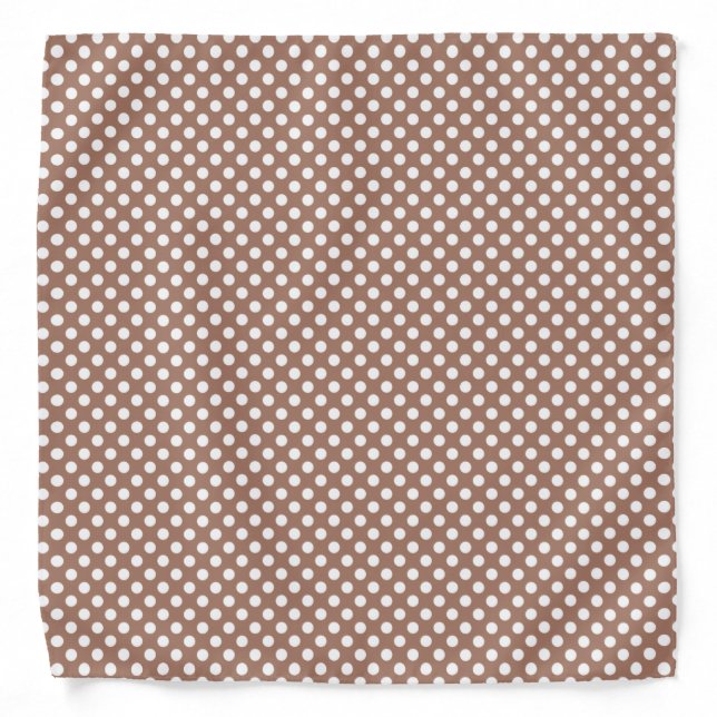 Mocha Mousse Brown white polka dots retro pattern Bandana (Front)