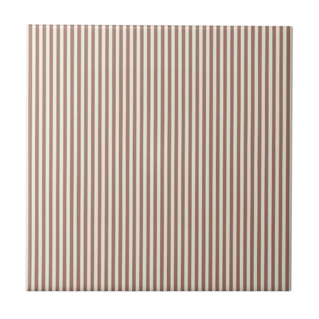 Mocha Mousse Cannoli Cream Vertical Stripe Pattern Ceramic Tile (Front)