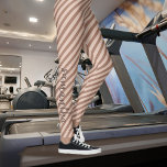 Mocha Mousse Cappuccino Your Name Striped Girly Leggings<br><div class="desc">Choose these trendy and modern leggings, perfect for running or an active day in the park. These comfy, chic, and girly performance exercise workout pants created just for you, blend style and functionality and are a great gift for Christmas, birthdays, Valentine's Day, Mother's Day, or a present for your beloved...</div>
