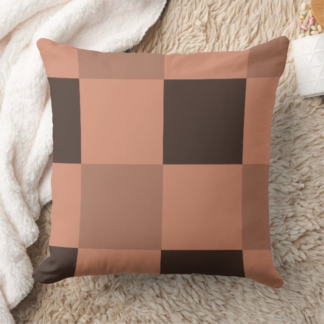 Mocha Mousse Checkered Throw Pillow (Blanket)