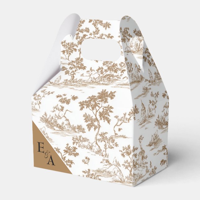 Mocha Mousse / Copper Toile,  Favor Boxes (Front Side)