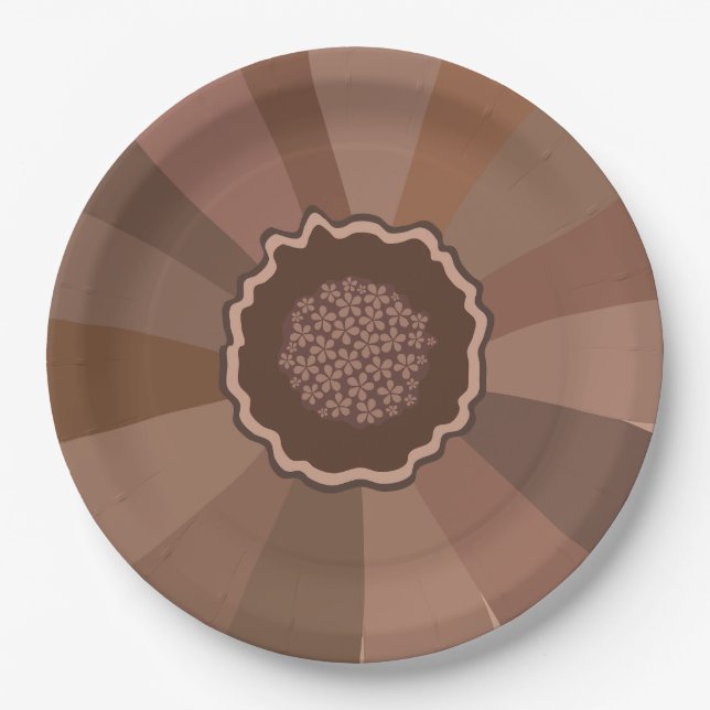 Mocha Mousse Daisy Floral Paper Plates (Front)