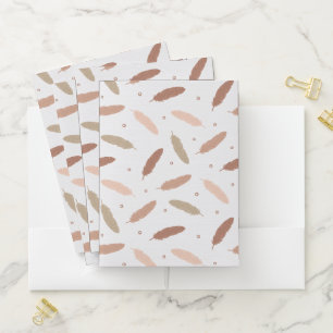 Mocha Mousse Feathers Pocket Notebooks Pocket Folder
