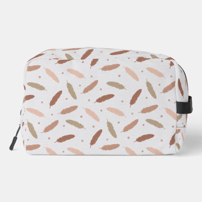 Mocha Mousse Feathers Toiletry Bag (Back)