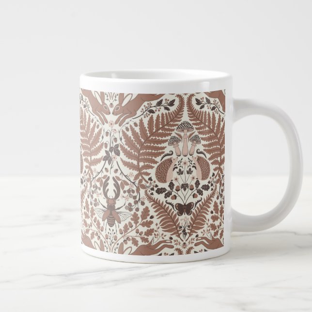 Mocha mousse forest/Woodland animals and plants Giant Coffee Mug (Right)