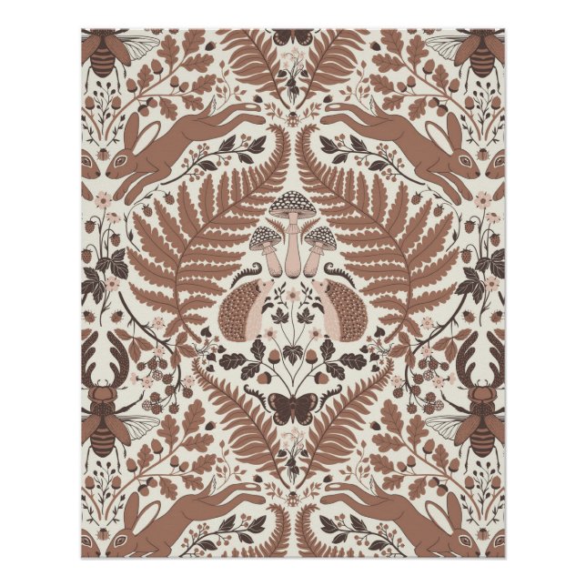 Mocha mousse forest/Woodland animals and plants Poster (Front)