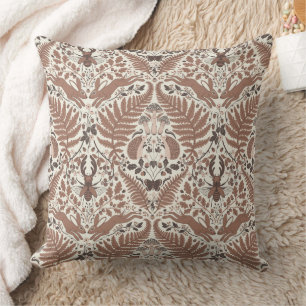 Mocha mousse forest/Woodland animals and plants Throw Pillow