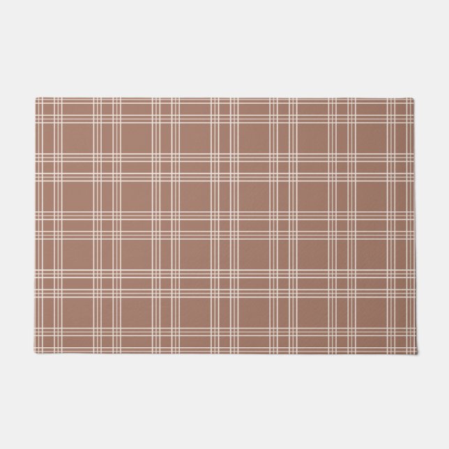 Mocha Mousse Gingham Doormat (Front)