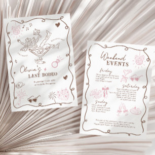 Mocha Mousse Last Rodeo Weekend Bachelorette Invitation