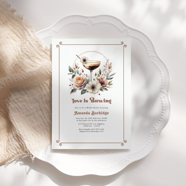 Mocha Mousse Love is Brewing Bridal Shower Invitation (Mocha Mousse Love is Brewing Bridal Shower Invitation)