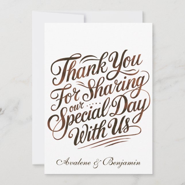 Mocha Mousse Paint Calligraphy Thank You Cards (Front)