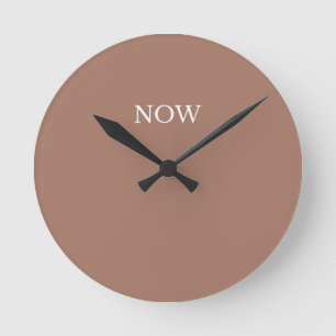 Mocha Mousse Solid Color Fun Chocolate Brown Round Clock