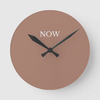 Mocha Mousse Solid Color Fun Chocolate Brown Round Clock