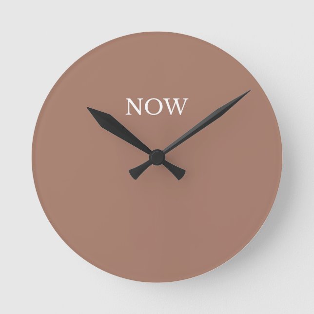 Mocha Mousse Solid Color Fun Chocolate Brown Round Clock (Front)