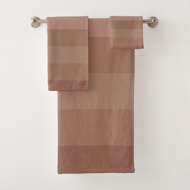 Mocha Mousse Stripes Bath Towel Set (Insitu)