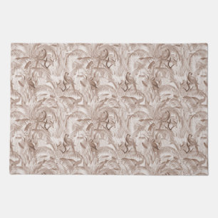 Mocha Mousse Tropical Birds and Palm Leaves Doormat
