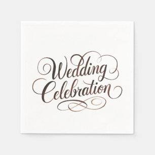 Mocha Mousse Watercolor Wedding Typography Napkins