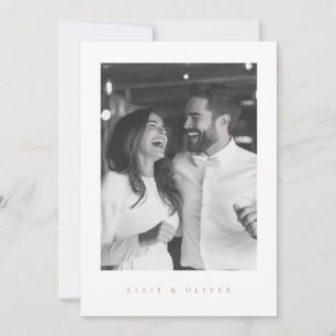 Mocha Mousse White Boho Photo Wedding Modern Invitation