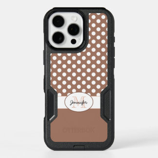 Mocha Mousse White polka dots retro Monogram iPhone 16 Pro Max Case