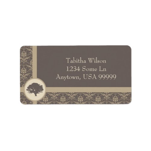 Mocha Oak Damask Address Label