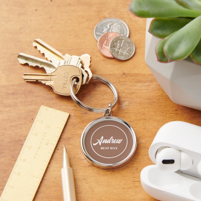 Mocha Personalized Wedding Best Man Keychain (Desk)