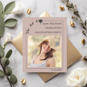 Mocha Photo Graduation Party Save the Date card