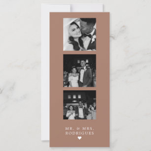 Mocha Photo Strip Wedding Thank You