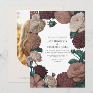 Mocha Plum, Berry Clay & Silk Taupe Wedding Invitation