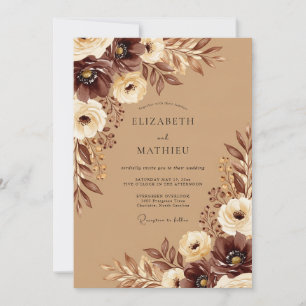 Mocha Poetic Autumnal Wedding Invitation