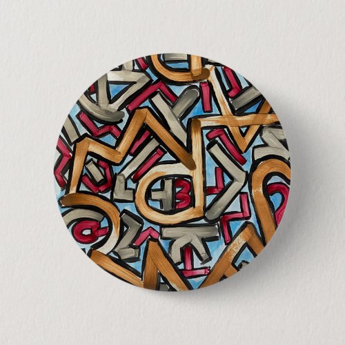 Mocha Red Gray Geometric Button