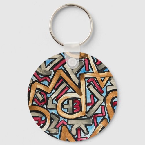 Mocha Red Gray Geometric Keychain