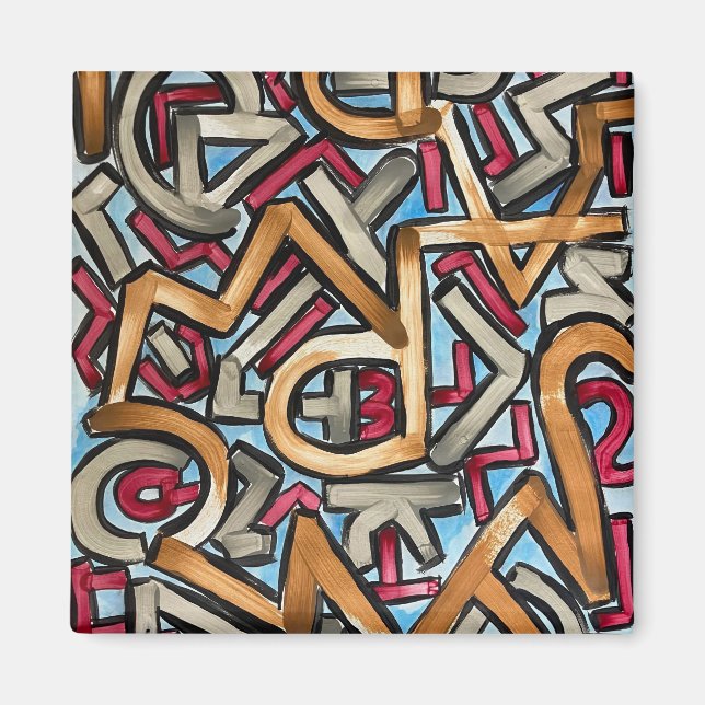 Mocha Red Gray Geometric Magnet (Front)