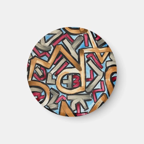 Mocha Red Gray Geometric Magnet
