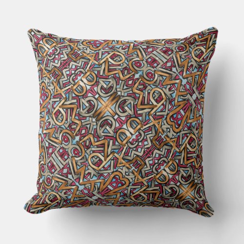 Mocha Red Gray Geometric Throw Pillow