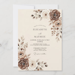 Mocha Resplendent Rustic Wedding Invitation