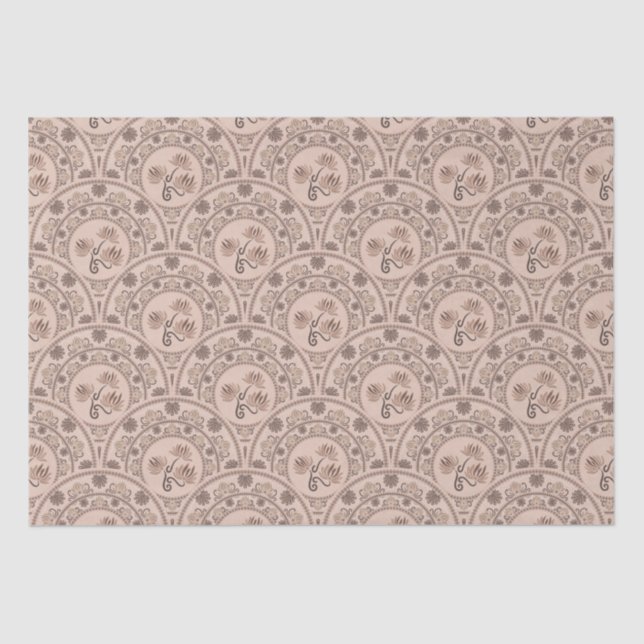 Mocha Rococo Revival Mandala Art Deco Scallop Tissue Paper (Front)