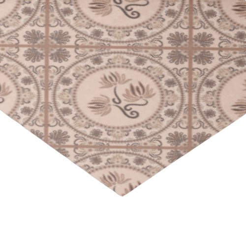 Mocha Rococo Revival Mandala Geo Diamond Tile Tissue Paper