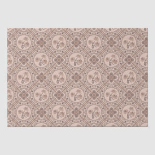Mocha Rococo Revival Mandala Geo Diamond Tile Tissue Paper