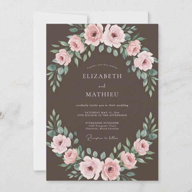 Mocha Romantic Nature Wedding Invitation (Front)